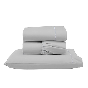Jogo de lençol Solteiro 03 peças 100% Algodão Percal 300 fios Classic - Cinza