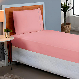 Jogo de lençol Viúvo 02 peças 100% Algodão Percal 180 fios Basic - Rosê