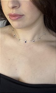 Chocker Pingentes em Zircônias Azul