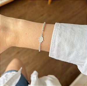 Pulseira em Prata Bolinha mão de Fatima