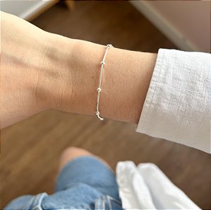 Pulseira em Prata Laminada Bolinhas
