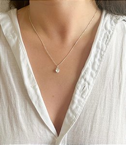 Colar em Prata Ponto de Luz Coração