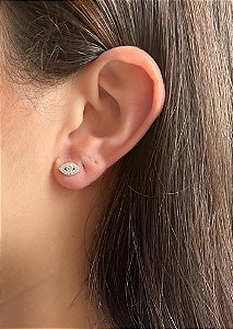 Brinco em Prata Olho Grego Cravejado