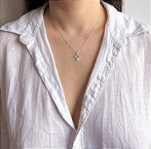 Colar em Prata 925 Pingente Menina Cravejado
