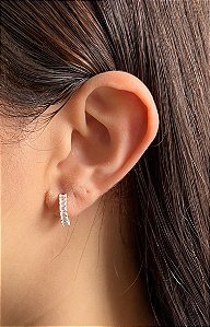 Argola em Prata Pedras Zircônia Click