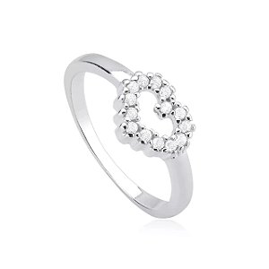 Anel em Prata Coração Cravejado