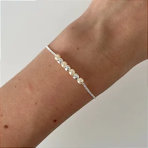 Pulseira em Prata Pérolas e Bolinhas