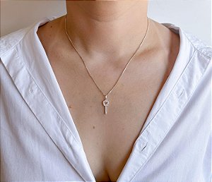 Colar em Prata  Chave Coração