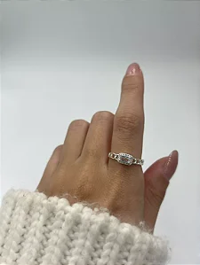 Anel em Prata Luxo Pedra Zircônia