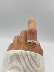 Anel em Prata Duplo Cravejado