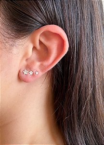 Trio em Prata ponto de Luz Estrelas