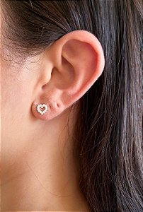 Brinco em Prata Coração Cravejado