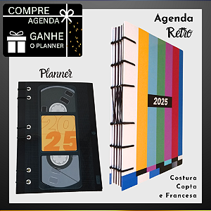 Kit Agenda e Planner Retro TV  e VHS