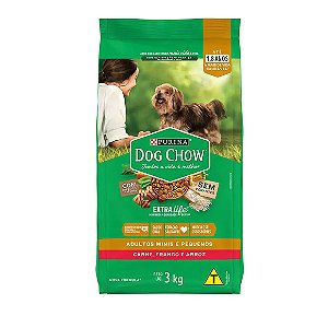 Ração Dog Chow Cães Adultos Minis e Pequenos Carne, Frango e Arroz 3 kg