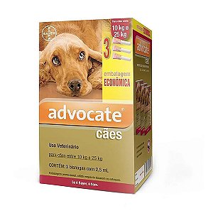 Antipulgas Advocate Cães 10 a 25kg 3 pipetas