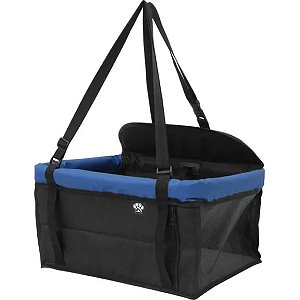 Assento Pet Para Automóveis Com Alça Ajustável Preto E Azul Único