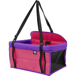 Assento Pet Para Automóveis Com Alça Ajustável Rosa & Roxo Único