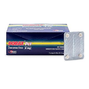 Dorax Pet Doramectina para Cães 4 Comprimidos 6mg
