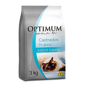 Ração Optimum para Gatos Adultos Castrados 1+ anos Carne 3 kg