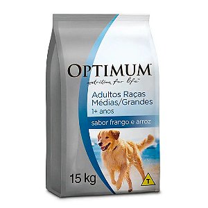 Ração Optimum para Cães Adultos Raças Médias e Grandes 1+ anos Frango e Arroz 15 kg