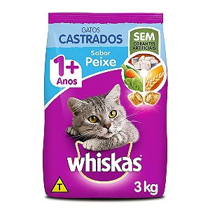 Ração Whiskas Gatos Castrados Peixe 3 kg