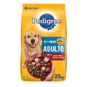 Ração Pedigree Cães Adultos Raças Médias e Grandes Carne, Frango e Cereais 20 kg