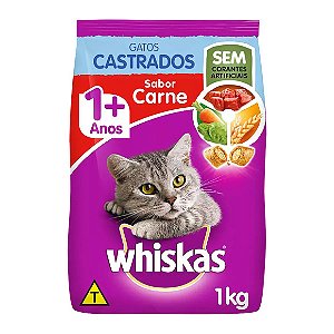 Ração Whiskas Gatos Castrados Carne 1kg