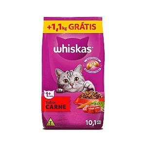 Ração Whiskas Gatos Adultos Carne Leve 10,1 kg Pague 9 kg