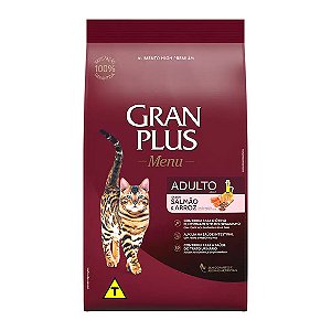 Ração Gran Plus Menu Gatos Adultos Salmão e Arroz 10,1 kg pac. indiv de 1 kg
