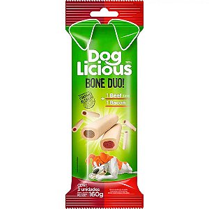 Petisco DogLicious Bone Duo Carne e Bacon 160 g