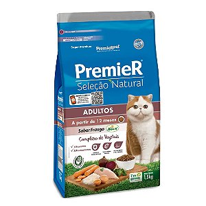 Ração Premier Gatos Adultos Seleção Natural Frango 1,5 kg