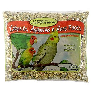 Mistura para Calopsita, Agapornes e Rose Faces Nutripássaros 500g