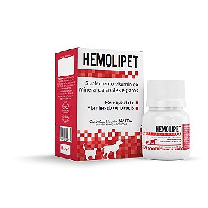 Suplemento Vitamínico Mineral para Cães e Gatos Hemolipet 30 ml