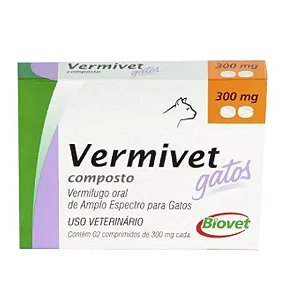 Vermífugo Vermivet Gatos Biovet 300 mg