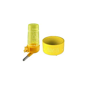 Kit Comedouro e Bebedouro Hamster Animalíssimo Amarelo Único