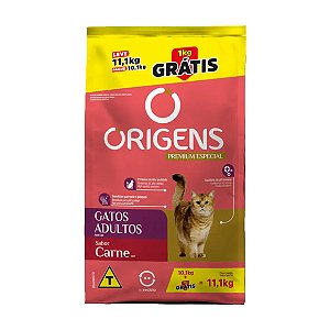 Ração Origens Gatos Adultos Carne Leve 11,1kg Pague 10,1kg