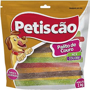 Palito De Couro 8mm Colorido Petiscao 1 kg