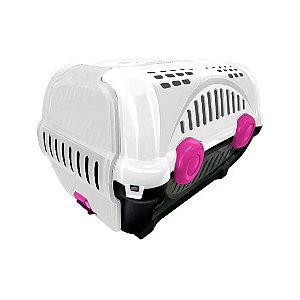 Caixa de Transporte Luxo Furacão Pet Branca e Rosa N° 03