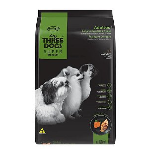 Ração Three Dogs Adultos Minis e Pequenos Frango e Cenoura 10,1 kg