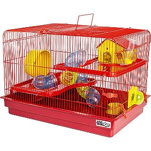 Gaiola para Hamster Big Space Completa Jel Plast Vermelho