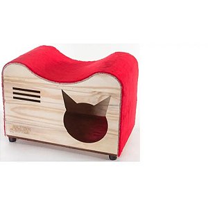 Toca Para Gato Em Madeira e Pelúcia Único