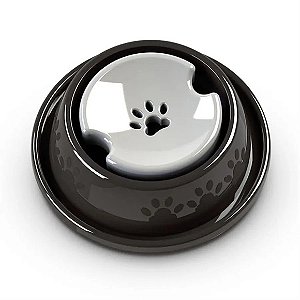 Bebedouro Plástico Pelo Longo Médio Preto Pet Inj Único
