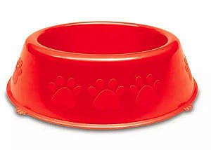 Comedouro Plastico Patinhas Filhote Vermelho 600 ml