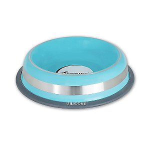 Comedouro Inox para Cães com Silicone Prestige Azul German Hart 475ml