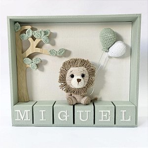 Porta maternidade masculino Safari com 1 amigurumi