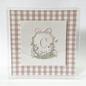 DUPLICADO - Porta maternidade masculino com monograma bordado em acrílico