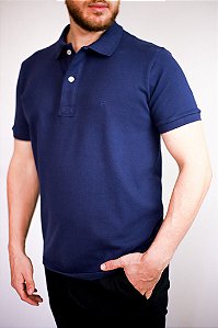 Polo Masculina Manga Curta Ros3000 Azul Marinho
