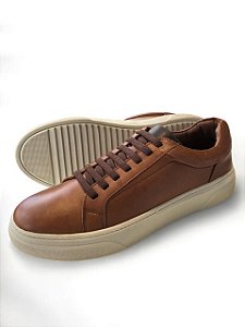 Tenis Masculino Em Couro Whisky