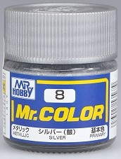 Tinta Laca Acrílica - Mr.Hobby Gunze - Mr.Color C8 - Metallic Silver