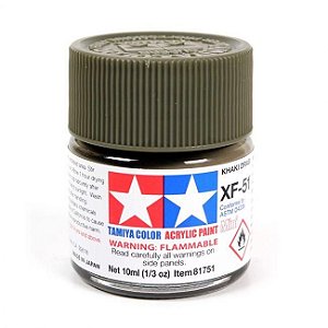 Tinta Tamiya Acrí­lica XF-51 Flat Khaki Drab 1/3 Oz - 10ml